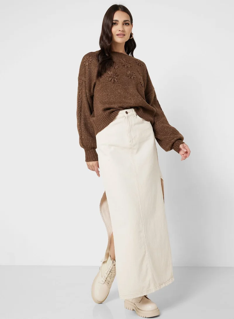 ONLY Embroidered Knitted Sweater