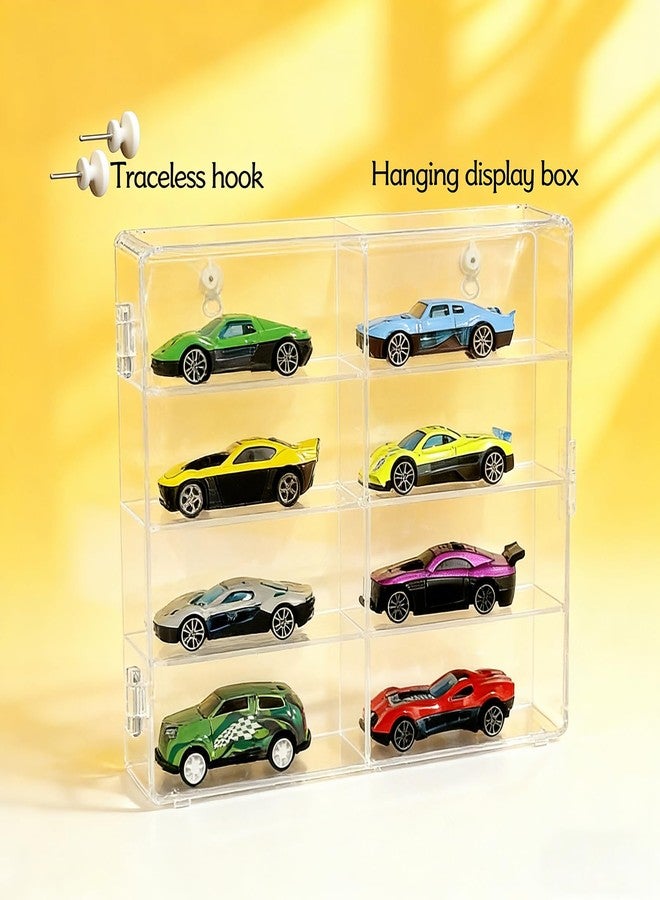 Enklogic 4-Pack Hot Display Case Wheels for 1/64 Scale Toys Car - Wall Mountable Transparent Storage Box for Hot Wheels, Matchbox & Diecast Models,Includes Hooks for Easy Hanging - Image 3