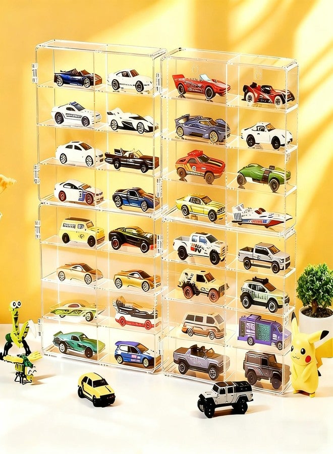Enklogic 4-Pack Hot Display Case Wheels for 1/64 Scale Toys Car - Wall Mountable Transparent Storage Box for Hot Wheels, Matchbox & Diecast Models,Includes Hooks for Easy Hanging - Image 1