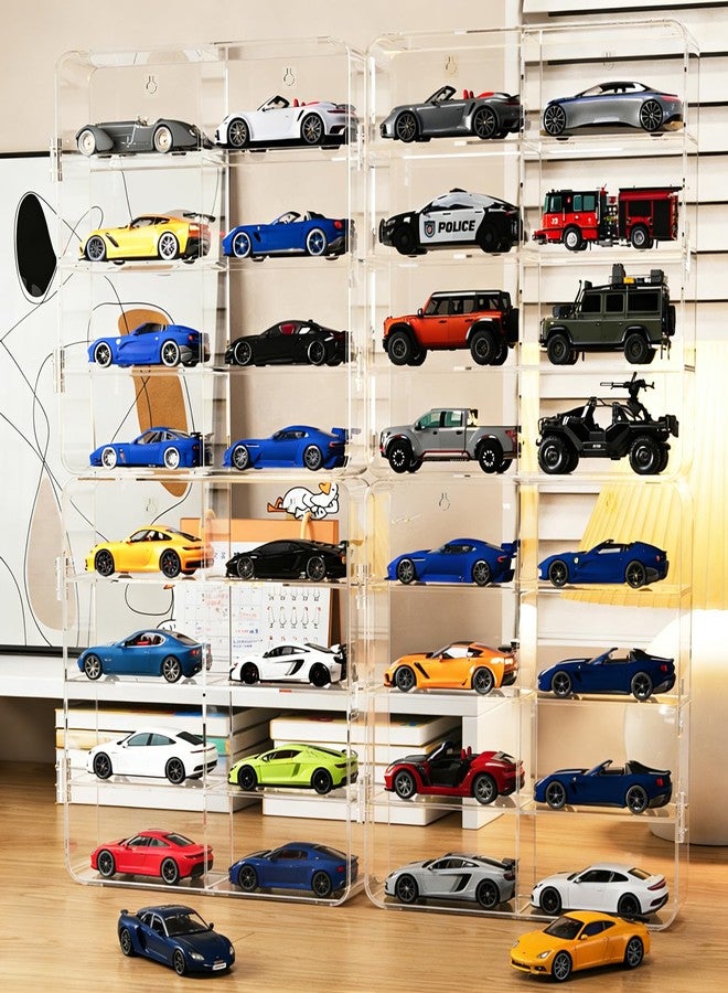 Enklogic 4-Pack Hot Display Case Wheels for 1/64 Scale Toys Car - Wall Mountable Transparent Storage Box for Hot Wheels, Matchbox & Diecast Models,Includes Hooks for Easy Hanging - Image 4