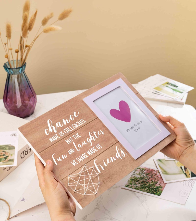NZY Retirement Gift New Job Wooden Handmade Picture Photo Frame Fits 6"x 4" Photo Going Away Goodbye Farewell Leaving Colleagues Gift Boss Coworker Friend Team Member Present Chance Made Us Colleagues - Image 2