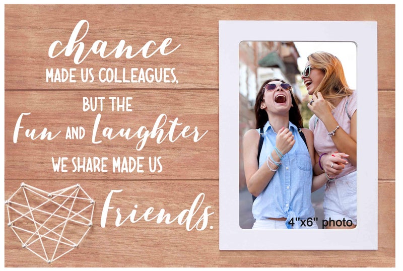 NZY Retirement Gift New Job Wooden Handmade Picture Photo Frame Fits 6"x 4" Photo Going Away Goodbye Farewell Leaving Colleagues Gift Boss Coworker Friend Team Member Present Chance Made Us Colleagues - Image 1