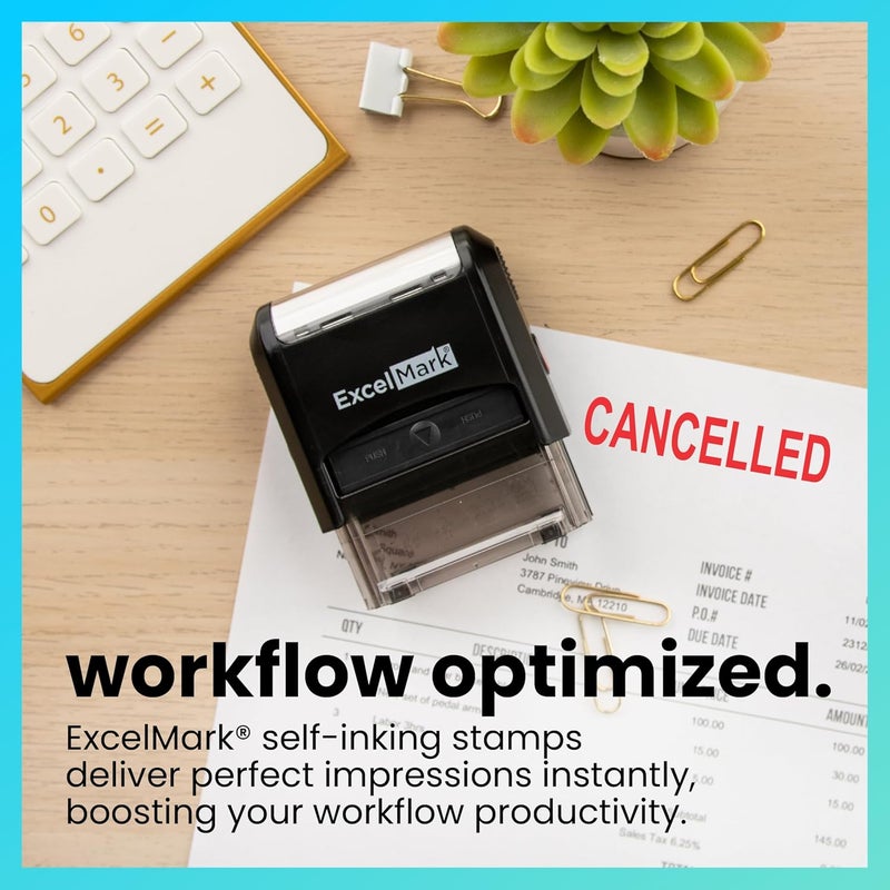 ExcelMark CANCELLED Self Inking Rubber Stamp with Red Ink - Image 3