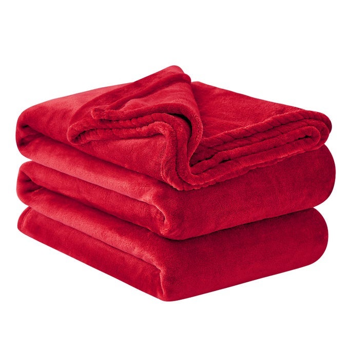 FLEECE THROW BLANKET RED VERSATILE SOFT WARM KING SIZE BLANKET FLUFFY EXTRA LARGE THROWS FOR BED COZY SOLID FLANNEL BLANKET FOR SOFA COUCH 230X270CM