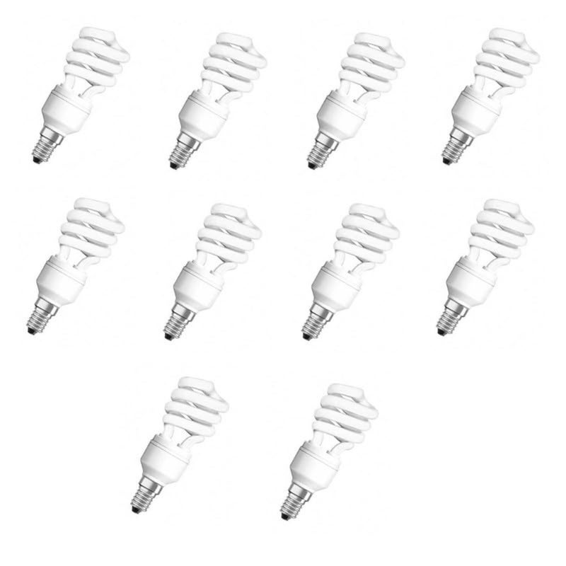 Office lighting, ceramic, warm white, energy-efficient spiral CFL bulb with E14 base, 12W, 2700K, pack of 10 - Image 1