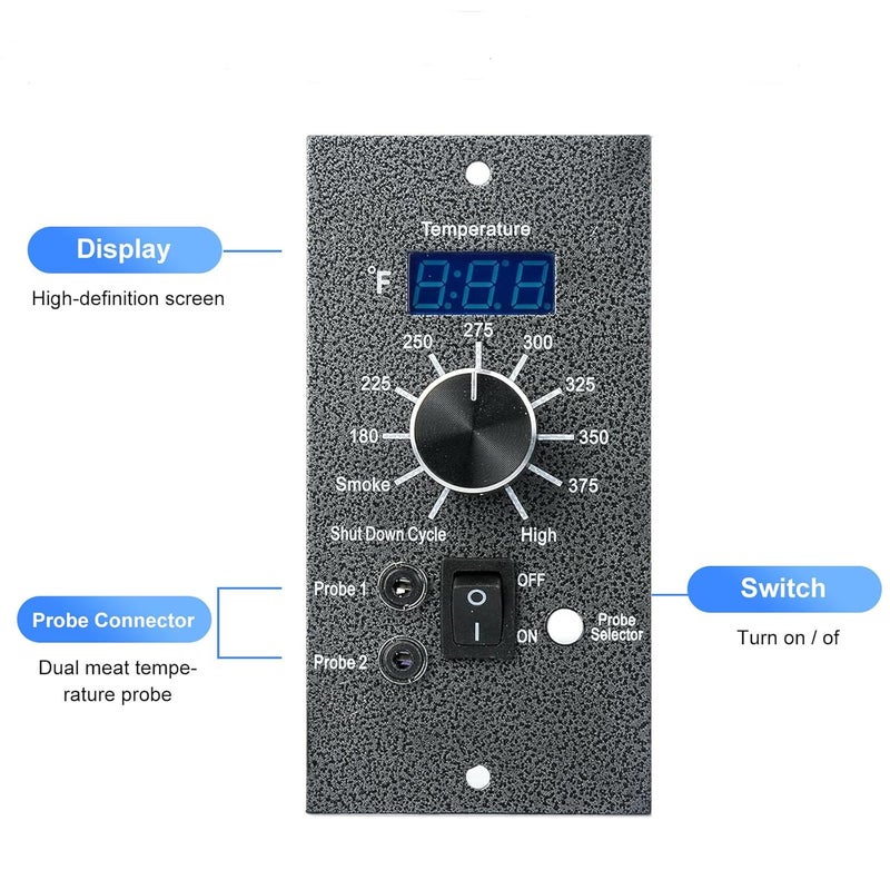 OUTGIK Digital Thermostat Kit for Traeger Control Panel Kit Parts Replacement, Upgrade Digital Thermometer Pro Controller Temperature Control Board for Traeger Pellet Grills, with Dual Meat Probes - Image 3