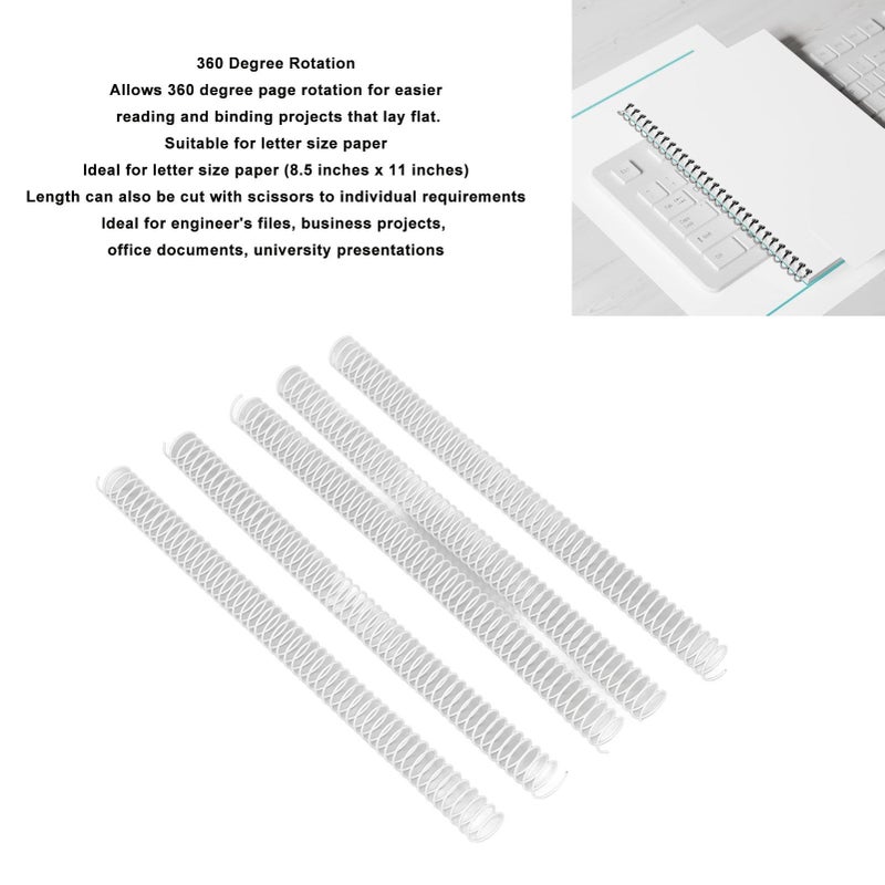 White Spiral Binding Coils 19mm 100 Pieces 48 Teeth For A4 Paper 170 Sheet Capacity - Image 3