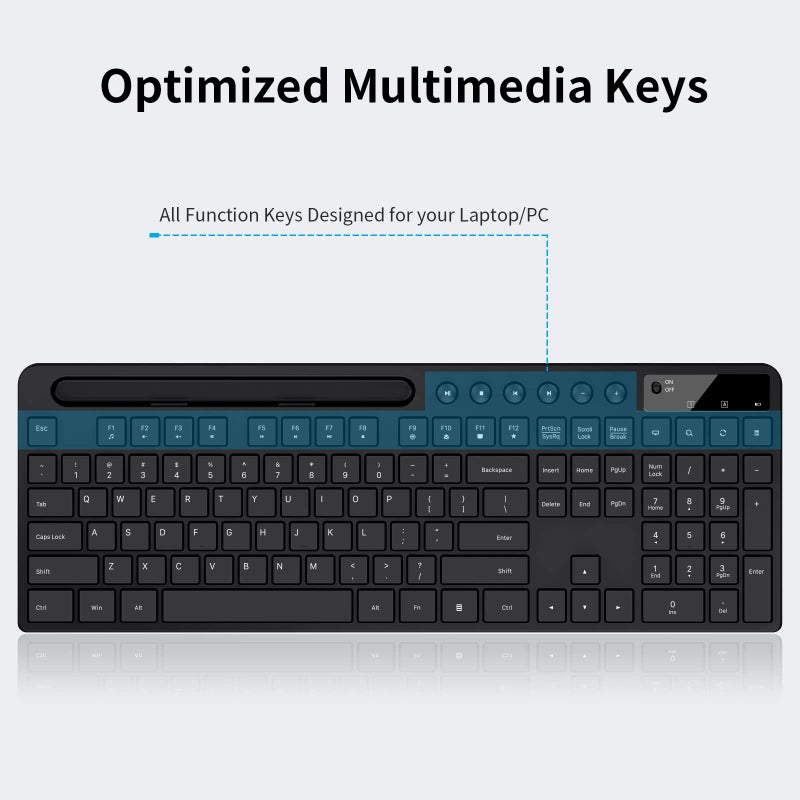 MARVO Wireless Keyboard and Mouse Combo, MARVO 2.4G Ergonomic Wireless Computer Keyboard with Phone Tablet Holder, Silent Mouse with 6 Button, Compatible with MacBook, Windows (Black) - Image 2