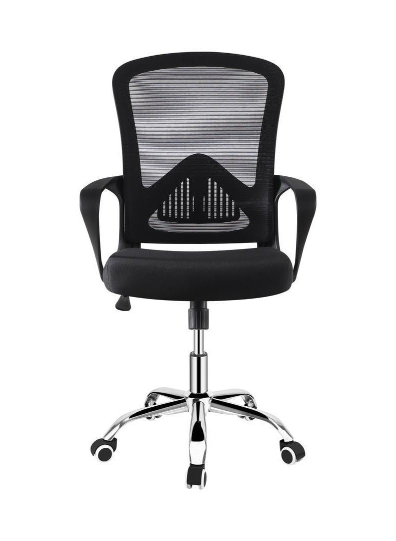 MAF Office Chair Comfort Ergonomic Height Adjustable Desk with Lumbar Support Backrest Mesh with Armrests for Computer Workstation Home Office MAF-7853 BLACK