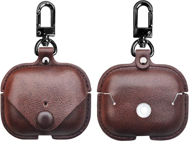 Printme Compatible for Airpods Pro 2nd Generation Case Cover, PU Leather Case Cover Protective Case with Keychain for New Airpods Pro 2 Case 2022 [Front LED Visible] (Dark Brown) - Image 3