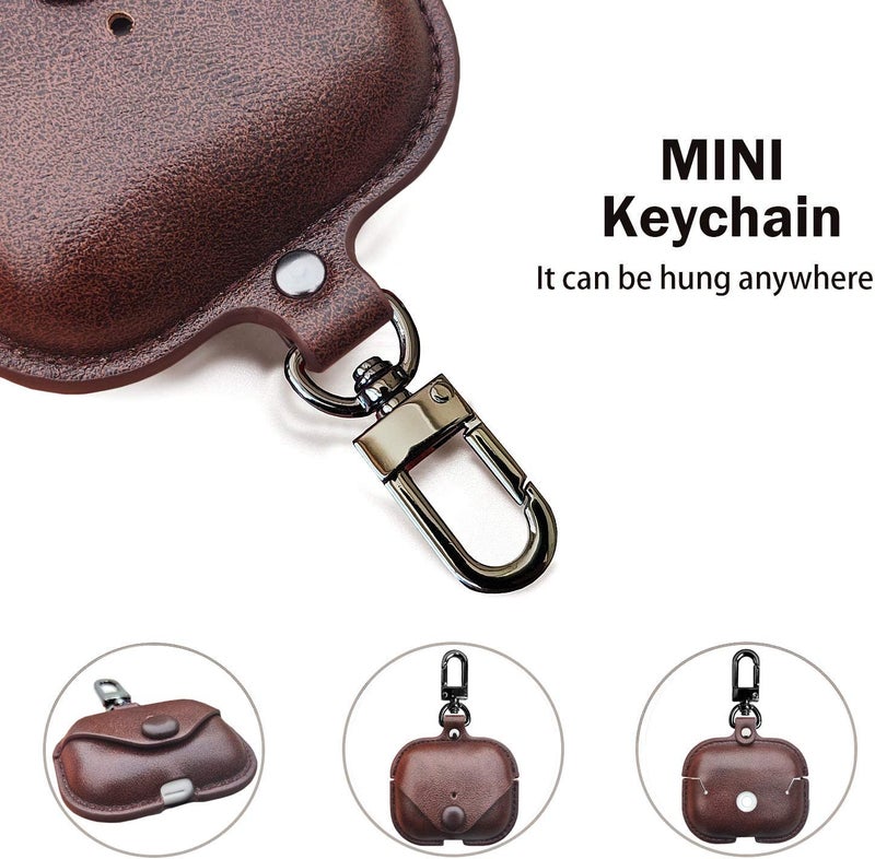 Printme Compatible for Airpods Pro 2nd Generation Case Cover, PU Leather Case Cover Protective Case with Keychain for New Airpods Pro 2 Case 2022 [Front LED Visible] (Dark Brown) - Image 5