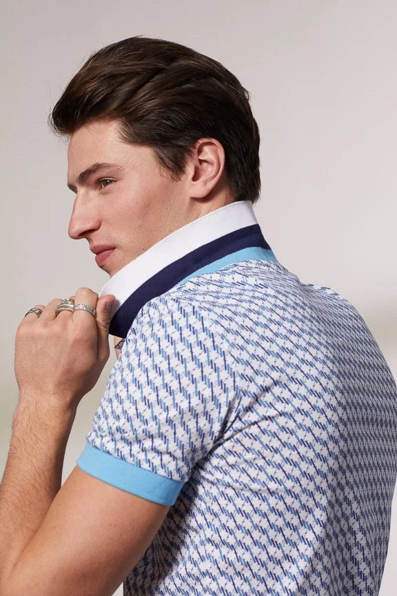 Vicomte A. Patrick White & Blue Polo