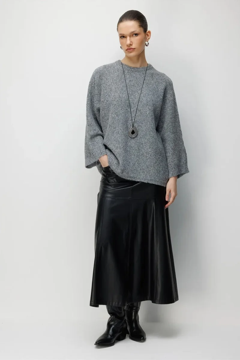 Mixray MIXRAY Women's Oversized Crew Neck Sweater