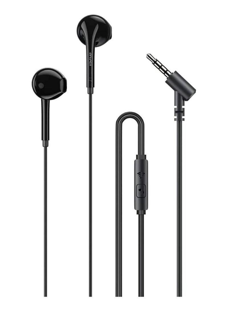 Awei PC-7 3.5mm Stereo In-Ear Headphones Sport Music Earbud Handfree Wired Headset Earphones with Mic For Mobile Phones/Tablet, Laptop, Desktop - Black - Image 1