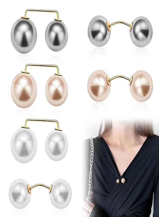 KANAKADHARA 6Pcs Artificial Pearl Brooch Pins for Women Girls Wedding Party Decorations | Anti-Exposure Safety Pins for Saree, Sweater, Shawl, Shirt, Hat & Bag | Decorative Cover-Up Buttons , 2 Styles ( 6 Pieces ) (Brooch Pins) - Image 1