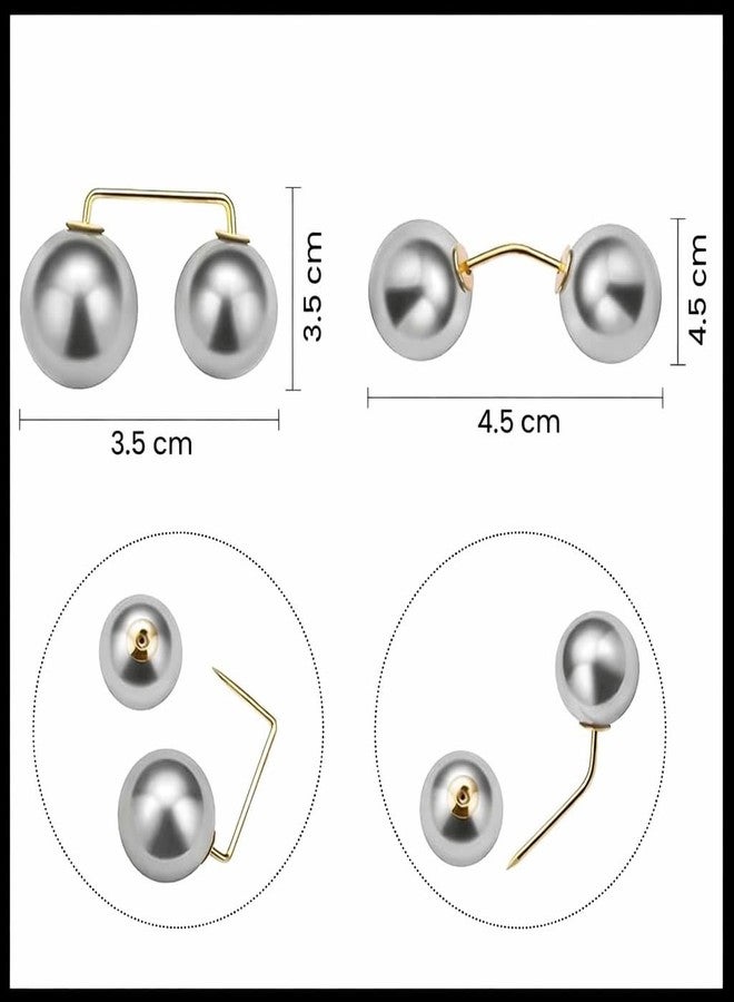 KANAKADHARA 6Pcs Artificial Pearl Brooch Pins for Women Girls Wedding Party Decorations | Anti-Exposure Safety Pins for Saree, Sweater, Shawl, Shirt, Hat & Bag | Decorative Cover-Up Buttons , 2 Styles ( 6 Pieces ) (Brooch Pins) - Image 3