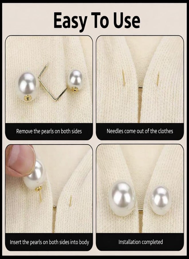 KANAKADHARA 6Pcs Artificial Pearl Brooch Pins for Women Girls Wedding Party Decorations | Anti-Exposure Safety Pins for Saree, Sweater, Shawl, Shirt, Hat & Bag | Decorative Cover-Up Buttons , 2 Styles ( 6 Pieces ) (Brooch Pins) - Image 4