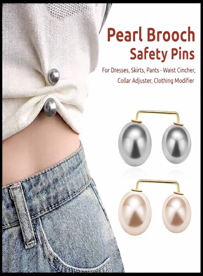 KANAKADHARA 6Pcs Artificial Pearl Brooch Pins for Women Girls Wedding Party Decorations | Anti-Exposure Safety Pins for Saree, Sweater, Shawl, Shirt, Hat & Bag | Decorative Cover-Up Buttons , 2 Styles ( 6 Pieces ) (Brooch Pins) - Image 2
