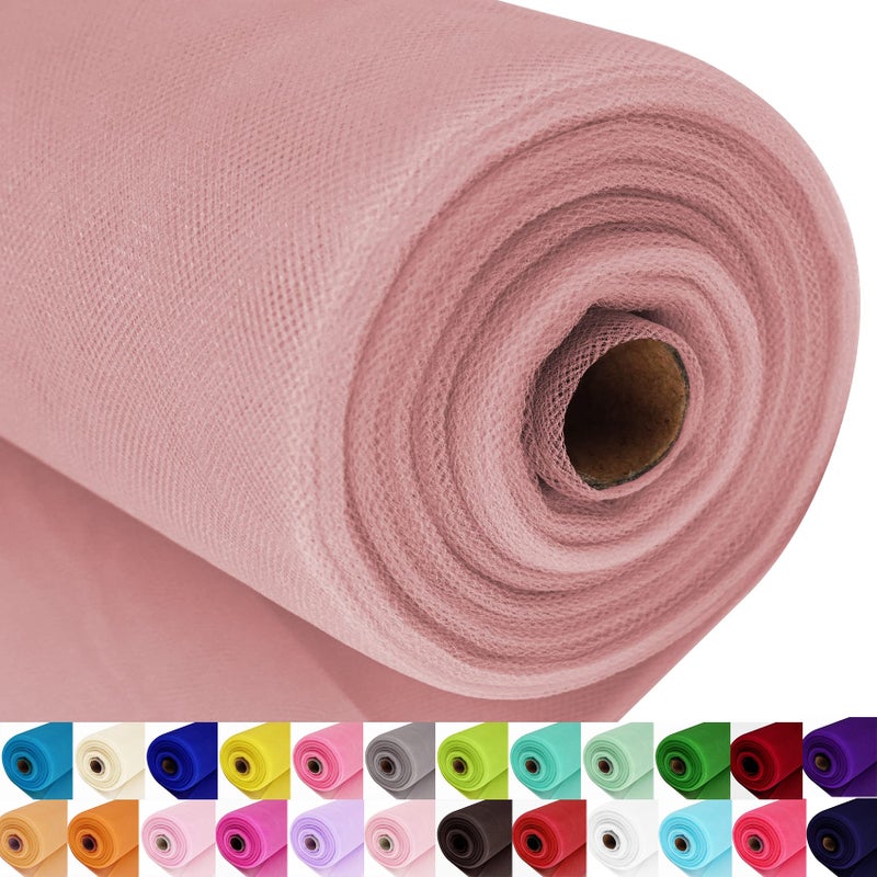 Dusty Rose Tulle Fabric Roll Spool Bolt 54 Inch by 40 Yards Large Tulle Wedding Party Decoration Tutu Skirt Table Runner Gift Wrapping Bridal Shower Soft Drape Dusty Rose