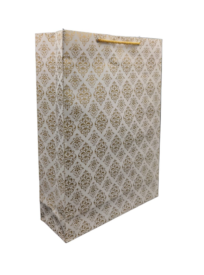 TASCHE Vertical Big Gold Flower Design Gift Bags For Gifting | Weddings | Birthday | Holiday Presents (Size 16 X 12 X 4 Inch | Pack of 9) - Image 2