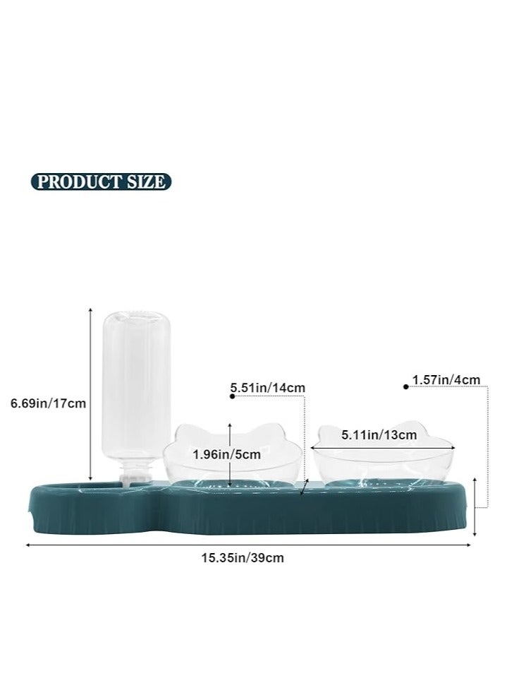 ثلاثة الكلب القط السلطانيات ، 15 ° إمالة 3 في 1 ماء الشرب السلطانيات ، السلطانيات القط الغذاء المزدوج ، مع التلقائي زجاجة المياه السلطانيات ، انفصال القط الرطب والجاف الغذاء السلطانيات تناسب القطط والجراء ( البحرية الأزرق ) - Image 5