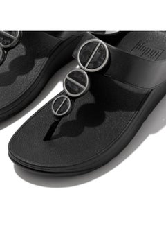 FitFlop 049-683 صندل نسائي من Fitflop هالة معدنية من الأمام FE5-090 باللون الأسود  - Image 2