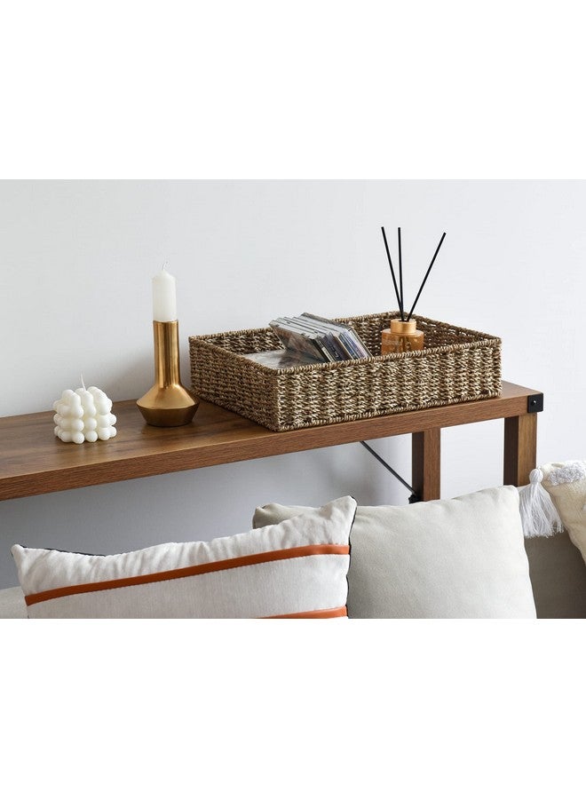 StorageWorks Large Seagrass Tray for Bathroom, Seagrass Storage Baskets for Shelves, Handwoven Natural Wicker Baskets for Organizing, 2-Pack - Image 3