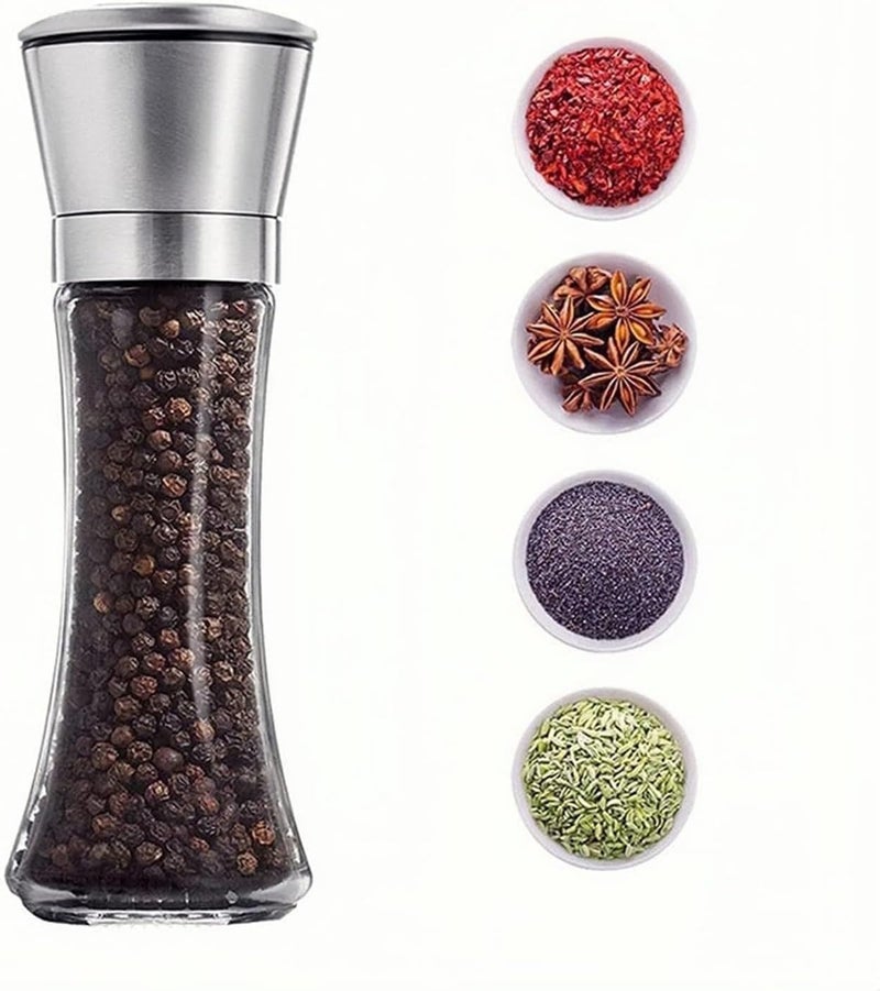 innhom Stainless Steel Salt and Pepper Grinder with Adjustable Coarseness with 5 Grinding Level Black Pepper Mill Grinder Shaker Stainless Steel Lid Adjustable Coarseness (Big Pepper Mill 1 Pcs) - Image 1
