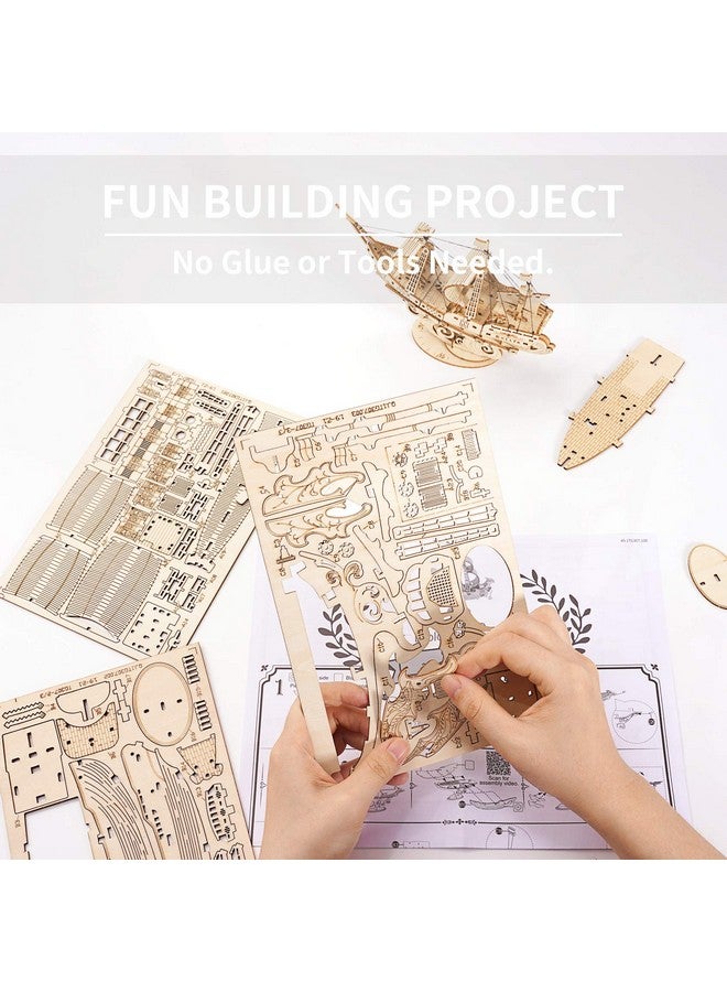 رولايف مجموعة نماذج ألغاز خشبية ثلاثية الأبعاد للبالغين لبناء نموذج خشبي لسلسلة السفن الشراعية وبناء نماذج السفن الشراعية والهوايات اليدوية/المجموعات/الديكورات/الهدايا للأصدقاء والعائلة (سفينة شراعية) - Image 4