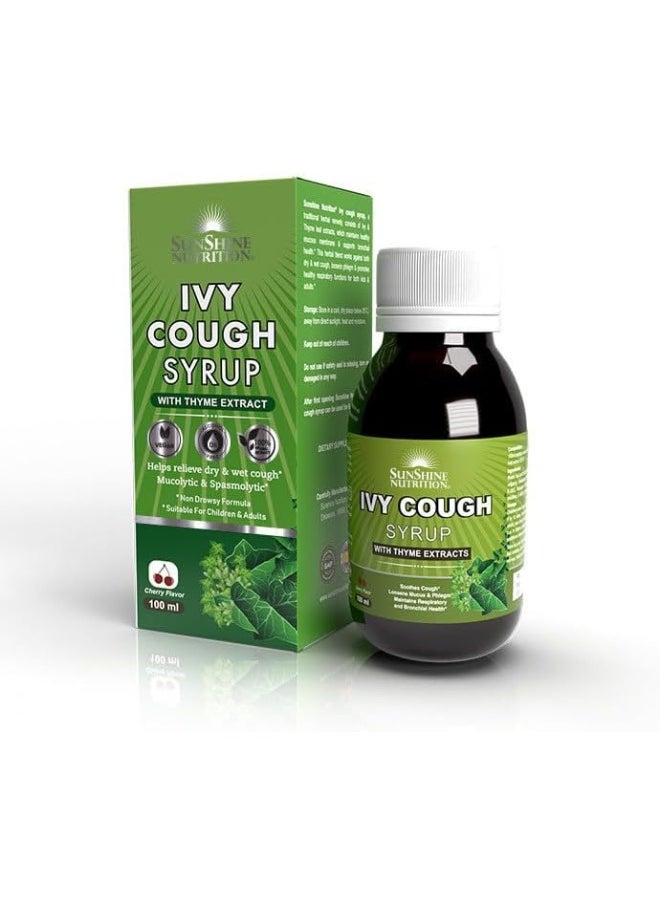 SUNSHINE NUTRITION Ivy Cough Syrup With Thyme Extract Helps Relieve Dry And Wet Cough 100Ml  - Image 1
