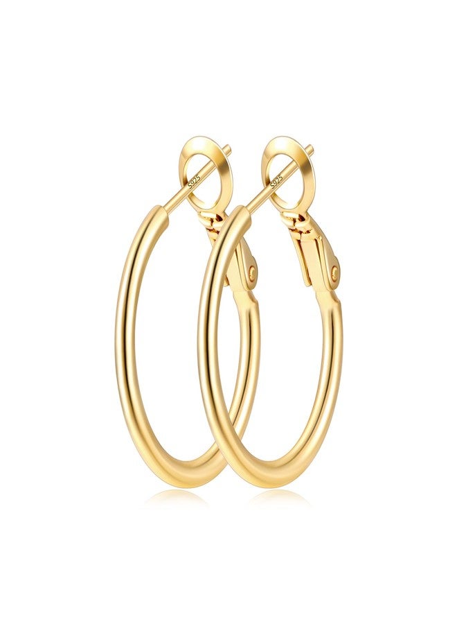 Fiusem أقراط فيوسيم الذهبية الحلقية للنساء، حلقات رفيعة مطلية بالذهب عيار 14 قيراطًا مع دبوس من الفضة الإسترليني عيار 925، 40 مم - Image 1