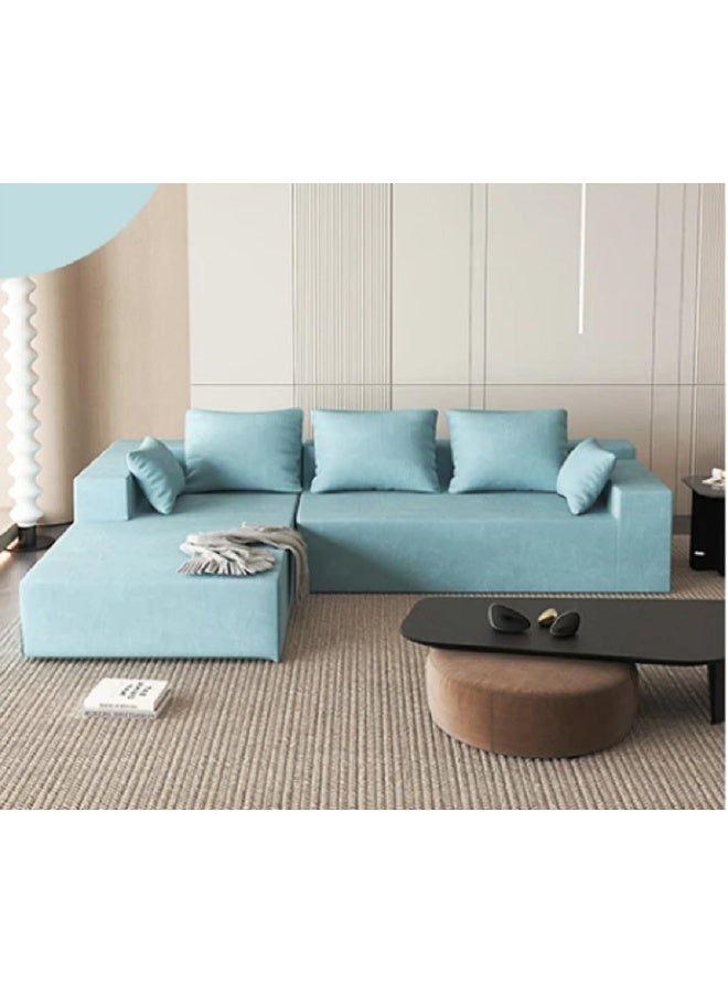 Generic Elegant 4-Seat L-Shape Sofa Set Complete with Pillows for a Stylish Living Room (Right, Blue)  - Image 1