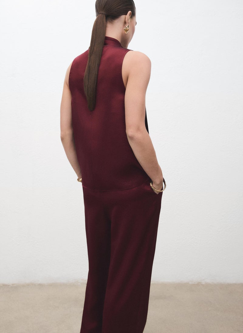 MANGO Satin blouse with foulard - Image 2