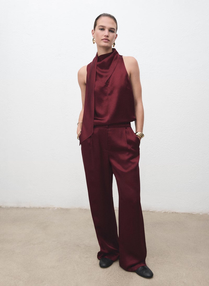 MANGO Satin blouse with foulard - Image 5