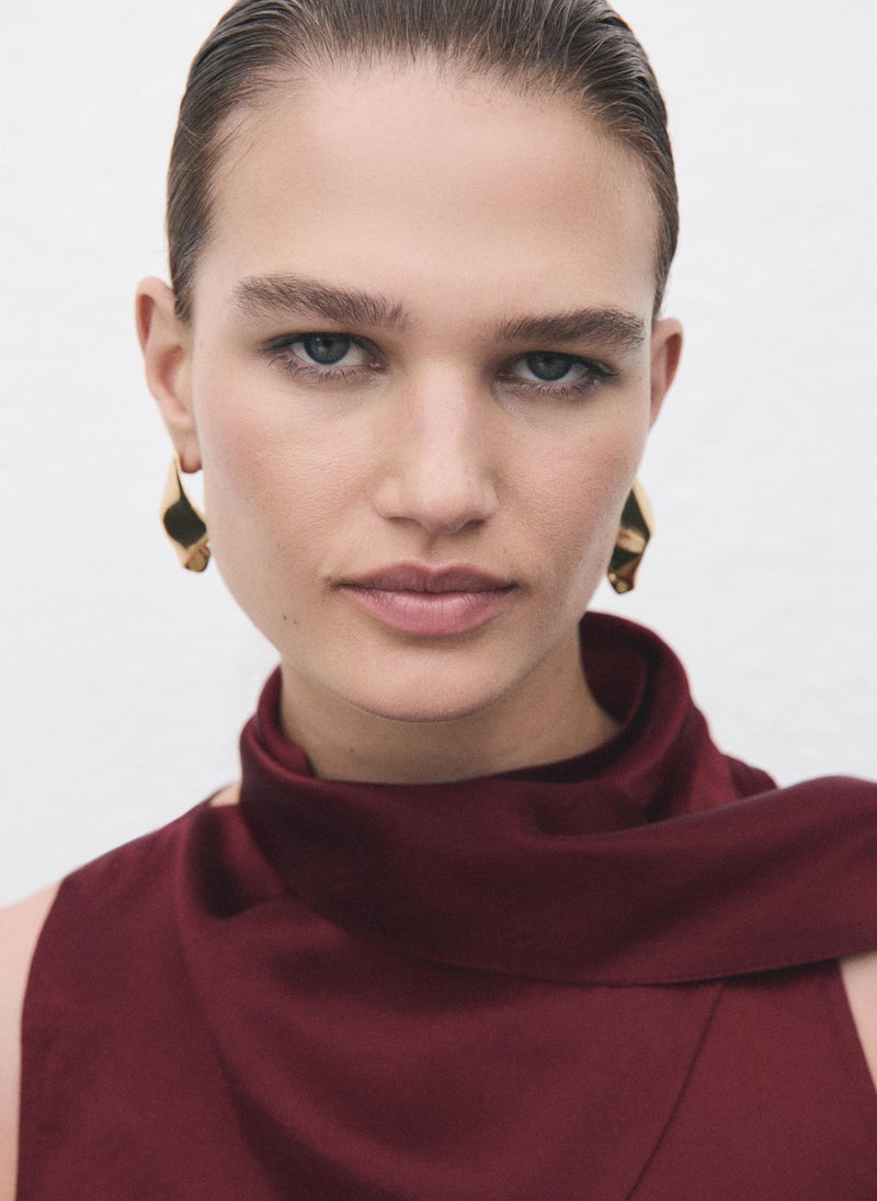 MANGO Satin blouse with foulard - Image 4