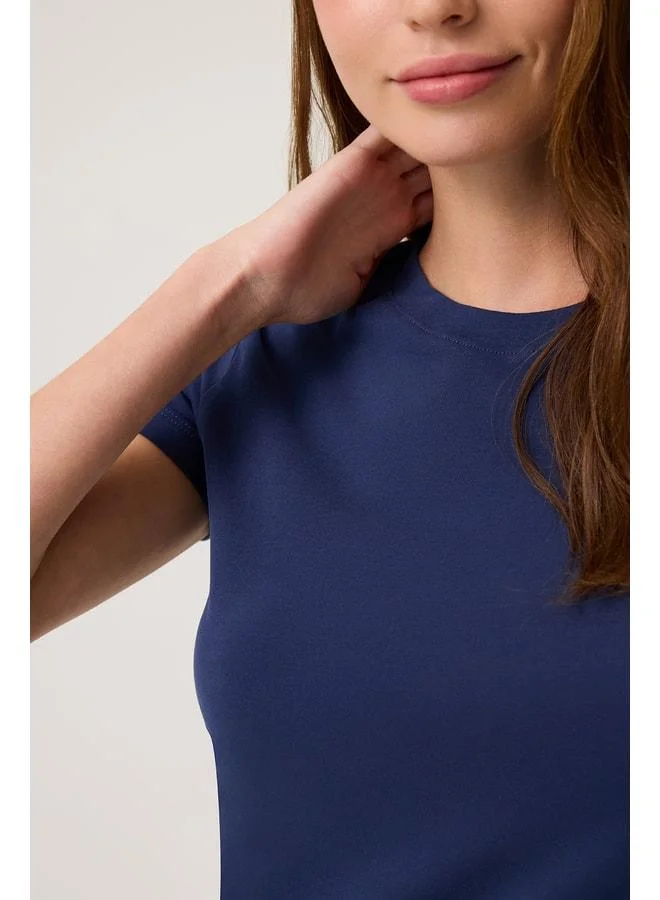 Los Ojos Navy Blue Straight Cut T-Shirt Regular