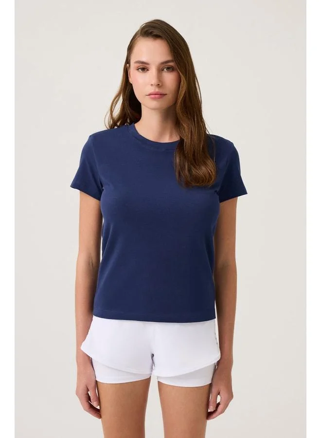 Los Ojos Navy Blue Straight Cut T-Shirt Regular
