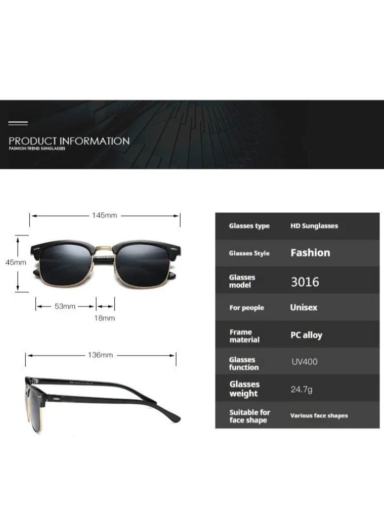 Fashion Wayfarer Sunglasses High-end Sunglasses Black Frame with UV Lenses - Image 4