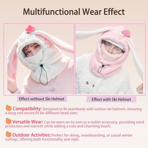 Soapjuice Ski Helmet Cover Removable Face MaskVelvet BalaclavaWarmWindResistant for Skiing Snowboarding PinkDouble Peach - Image 3