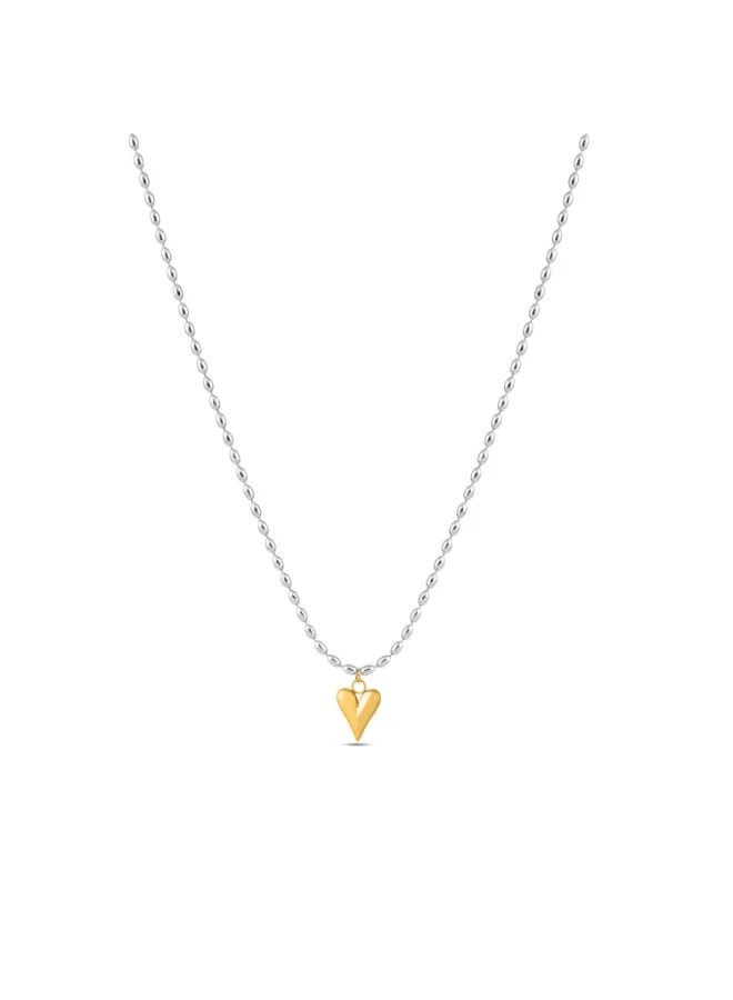 18K Gold Tone Plated Dual-Tone Heart Glow Pendant Necklace For Women - Waterproof & Anti-Tarnish