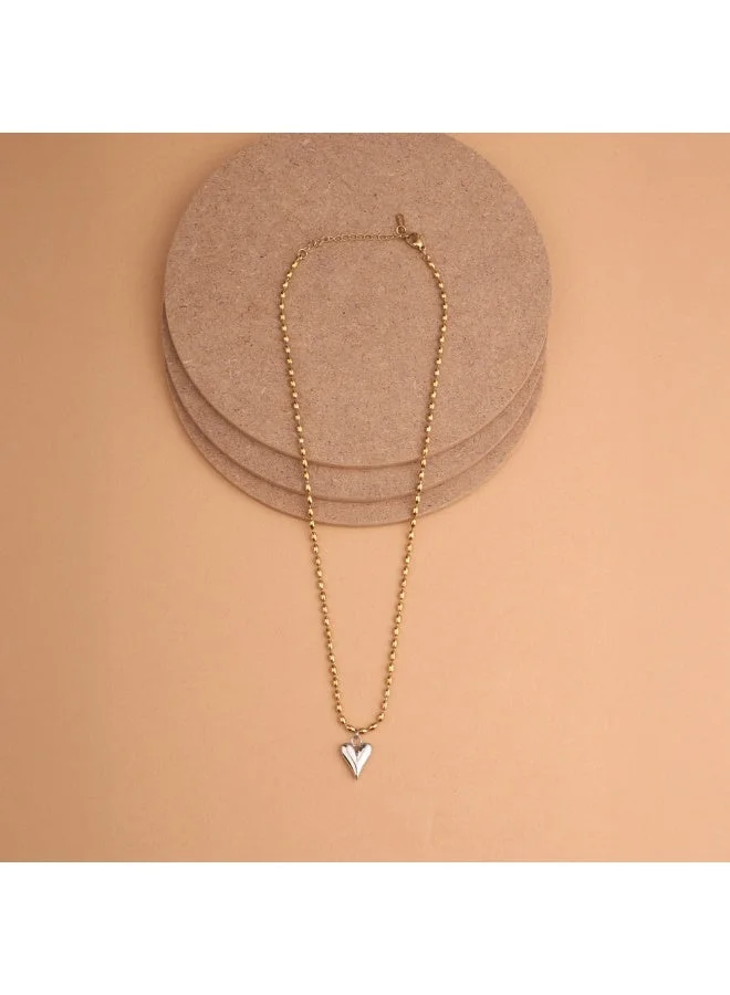 Palmonas  18K Gold Tone Plated Dual-Tone Heart Glow Pendant Necklace For Women - Waterproof & Anti-Tarnish for Women | Best Price UAE