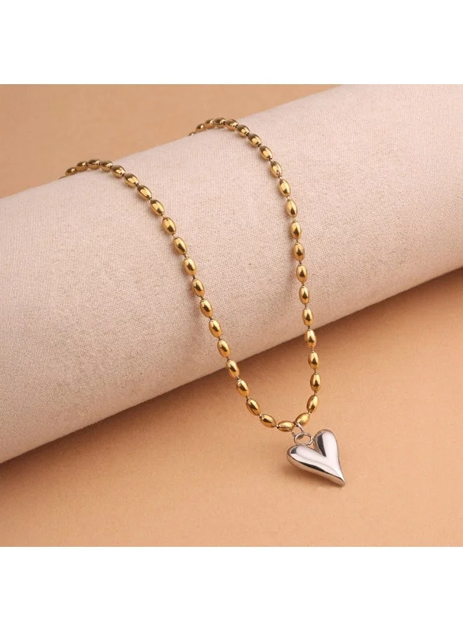 Palmonas  18K Gold Tone Plated Dual-Tone Heart Glow Pendant Necklace For Women - Waterproof & Anti-Tarnish for Women | Best Price UAE