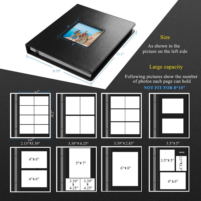 1DOT2 Self-Adhesive Photo Album, 60 Black Pages Self-Stick Page DIY Anniversary Travel Memory Book, Leather Cover, Magnetic Scrapbook Family Album for Christmas, Birthday, Valentine’s Day Gifts - Image 4