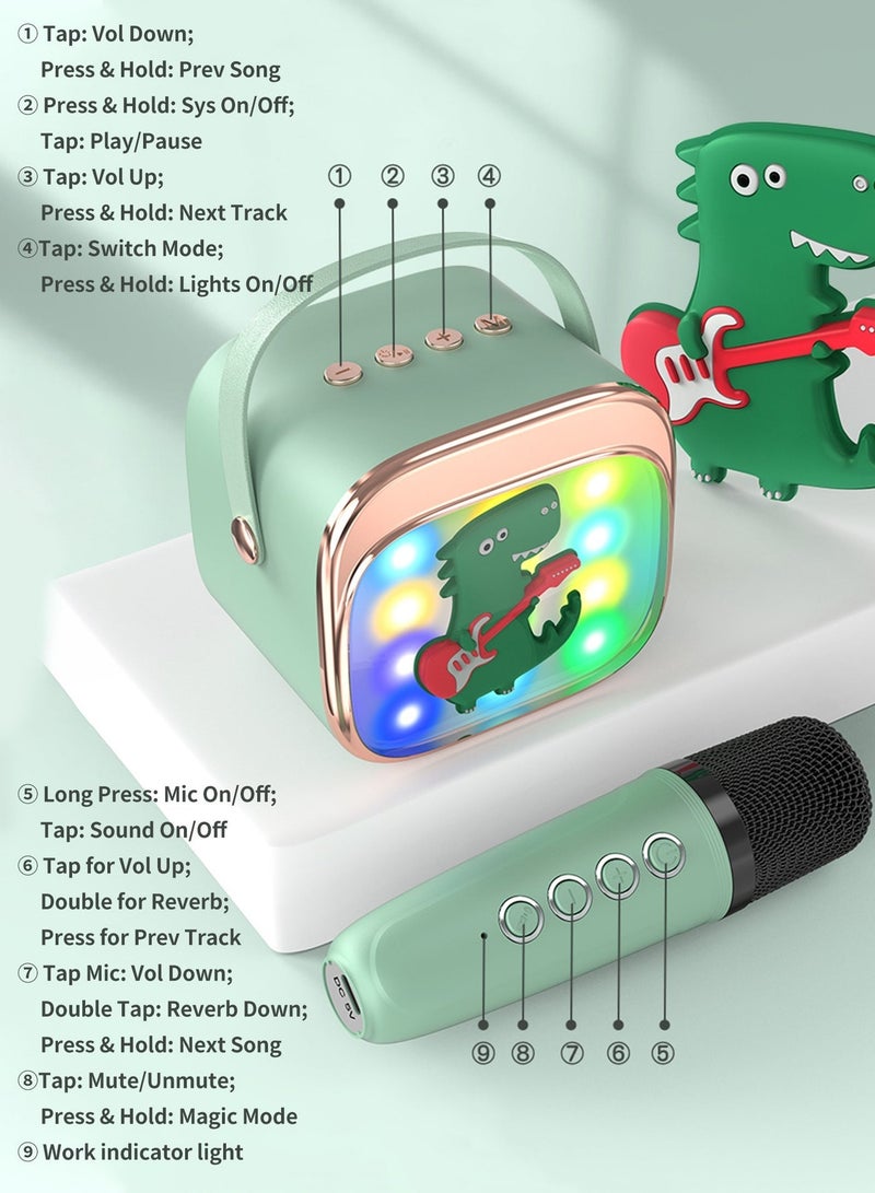 BESTIS Portable Bluetooth Speaker with Dual Wireless Microphones, Portable Karaoke System, 5W HiFi Sound, Colorful Lights - Image 4