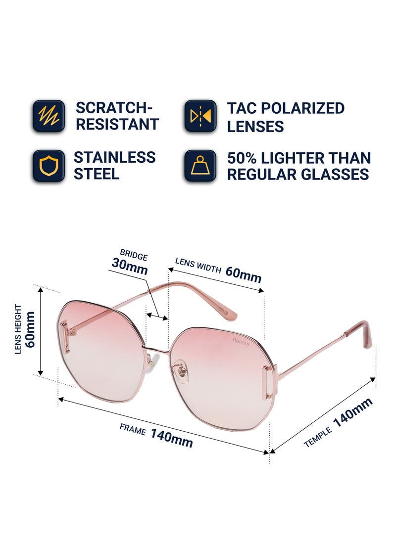 flâneur - Stylish Round Polarized Sunglasses For Women and Men Gold - Image 1