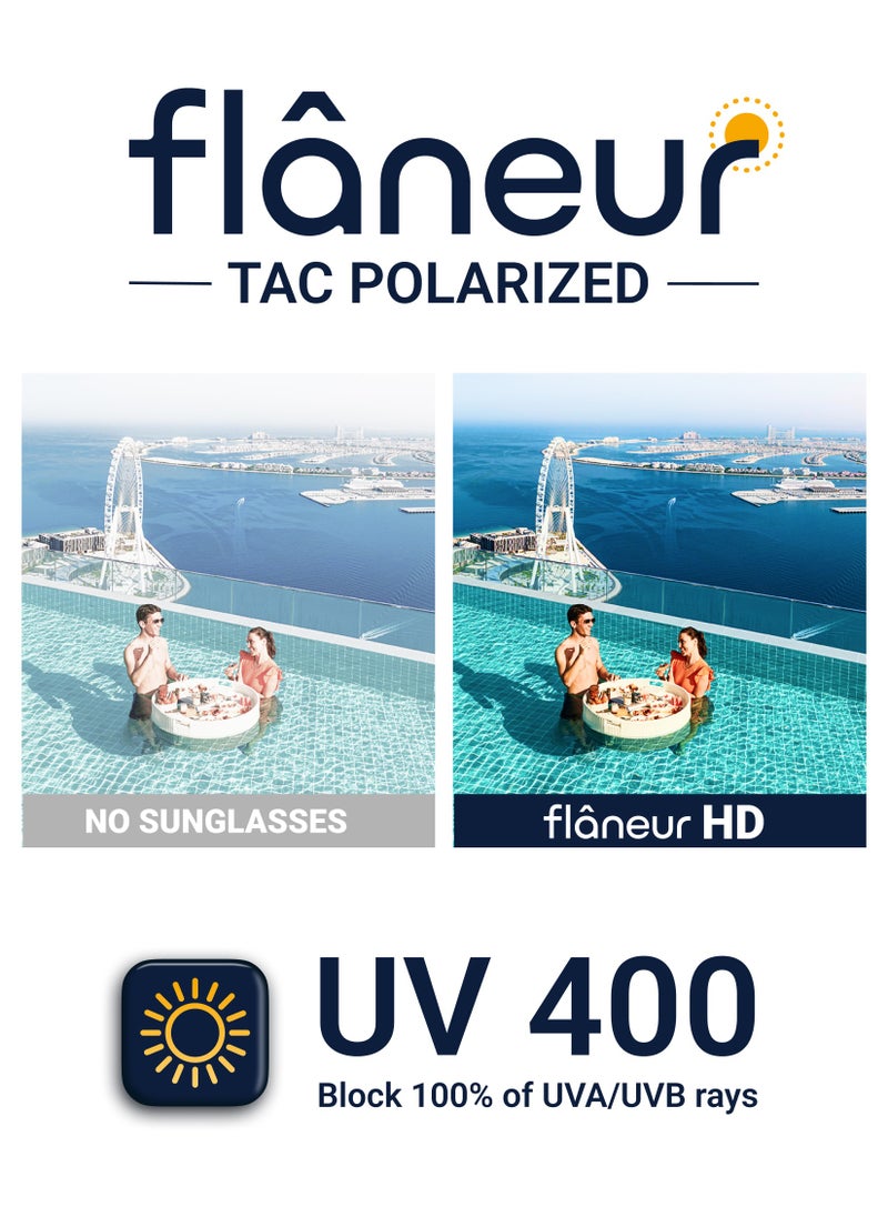 flâneur - Stylish Round Polarized Sunglasses For Women and Men Gold - Image 1