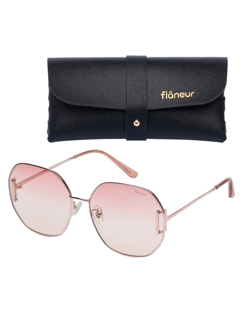 flâneur Stylish Round Polarized Sunglasses For Women and Men Gold