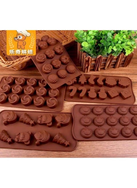 3-Piece Silicone Chocolate Mold Set - Non-Stick Silicone Molds for Making Chocolates, Cookies, Puddings, and Ice Cubes - Elegant Molds for Cake Decoration, Baking, and Maamoul (Comes in Random Assorted Shapes)