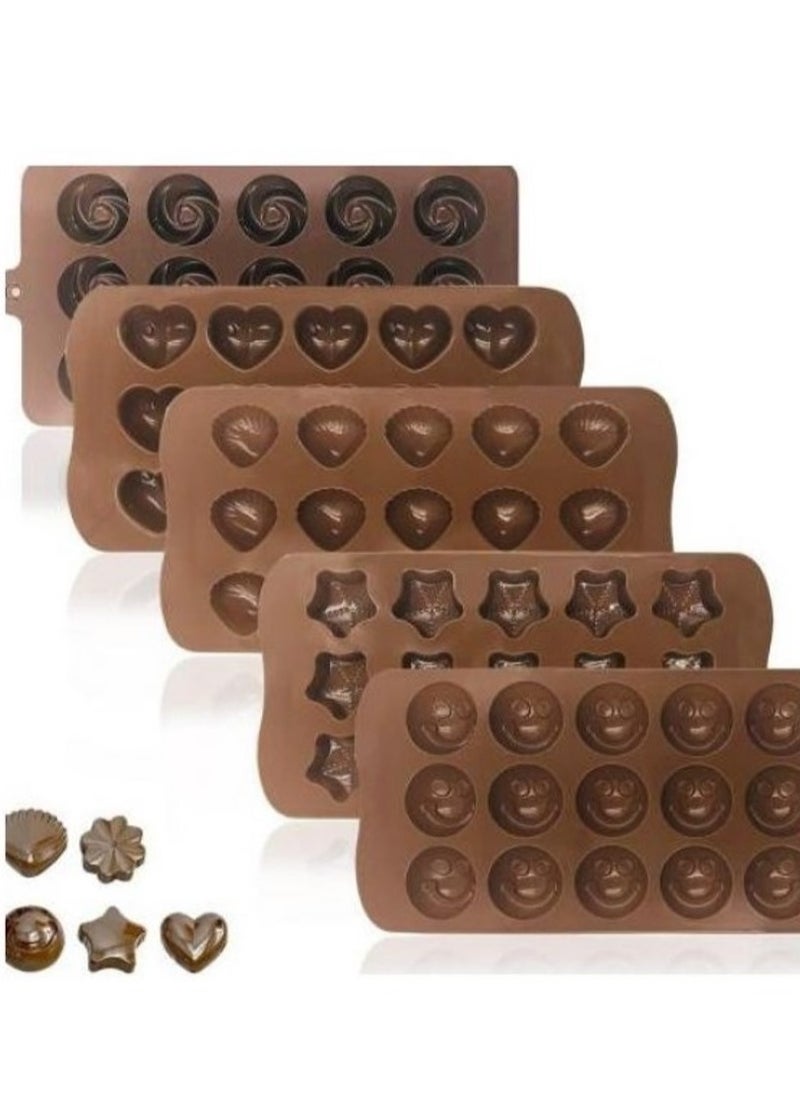 3-Piece Silicone Chocolate Mold Set - Non-Stick Silicone Molds for Making Chocolates, Cookies, Puddings, and Ice Cubes - Elegant Molds for Cake Decoration, Baking, and Maamoul (Comes in Random Assorted Shapes)