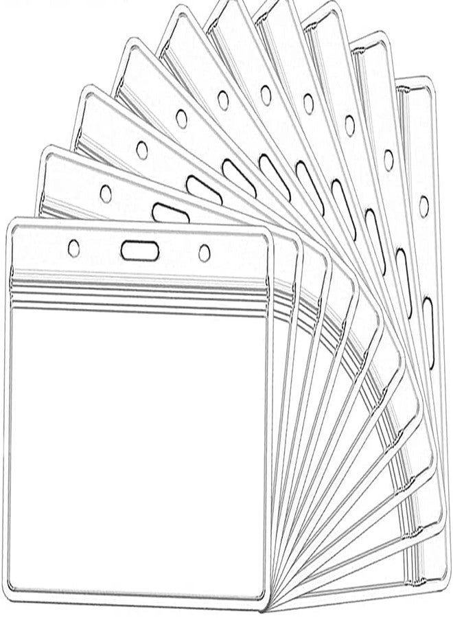 KANAbee Horizontal Clear Waterproof ID Card Holders with Sealable Zip Name Tag Badge (Transparent Horizontal) - (Pack of 5) - Image 3